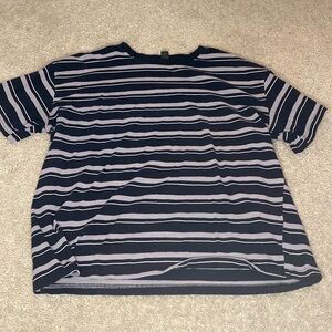 Black & Gray Striped Oversized Tee